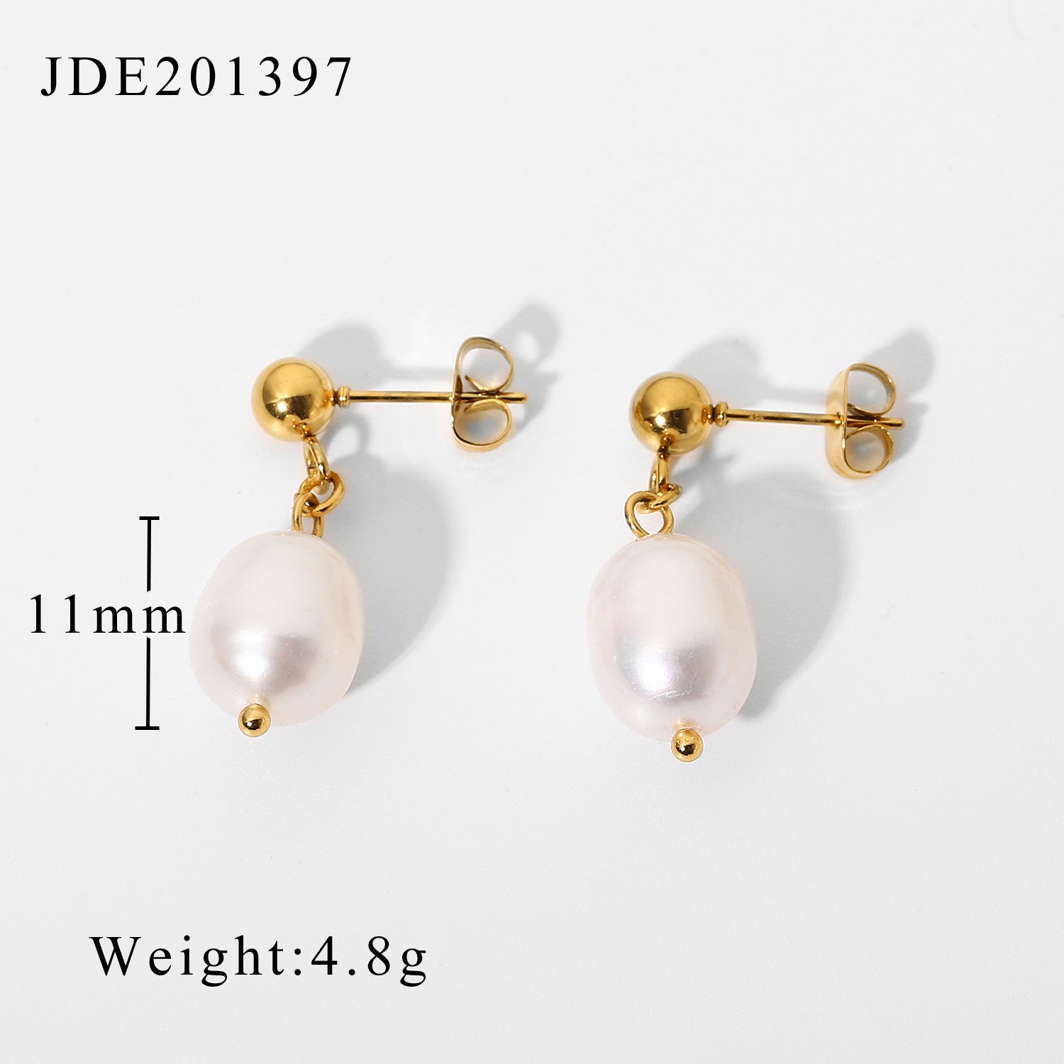 Classic Timeless White Akoya Pearls & Moissanite Diamonds Elegant 18k Vermeil Gold Plated Hoop/Drop Earrings | Mix Mix Style-Mix MIx Style