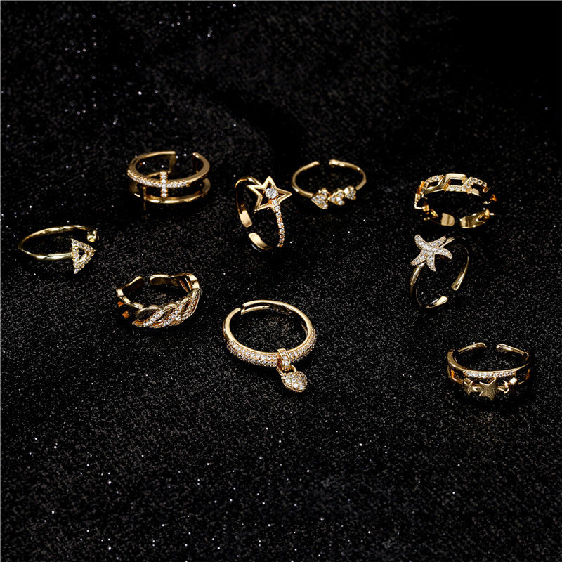 Cross-border new product INS style simple little bee ring opening design adjustable size party accessories-Mix MIx Style