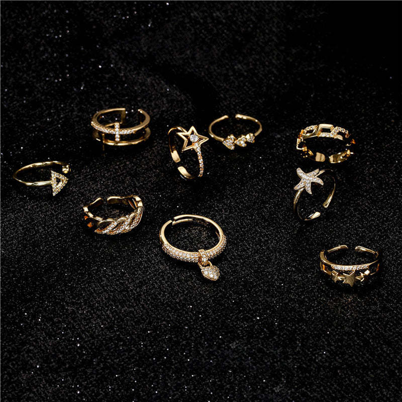 Cross-border new product INS style simple little bee ring opening design adjustable size party accessories-Mix MIx Style