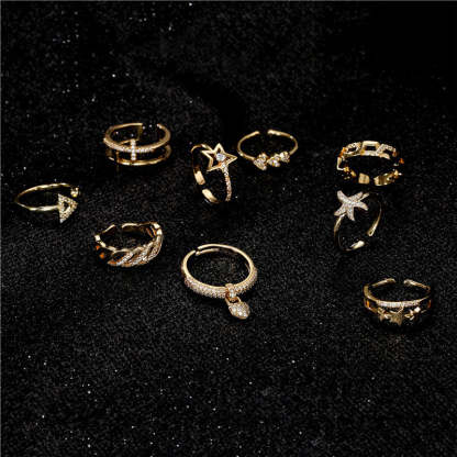 Cross-border new product INS style simple little bee ring opening design adjustable size party accessories-Mix MIx Style
