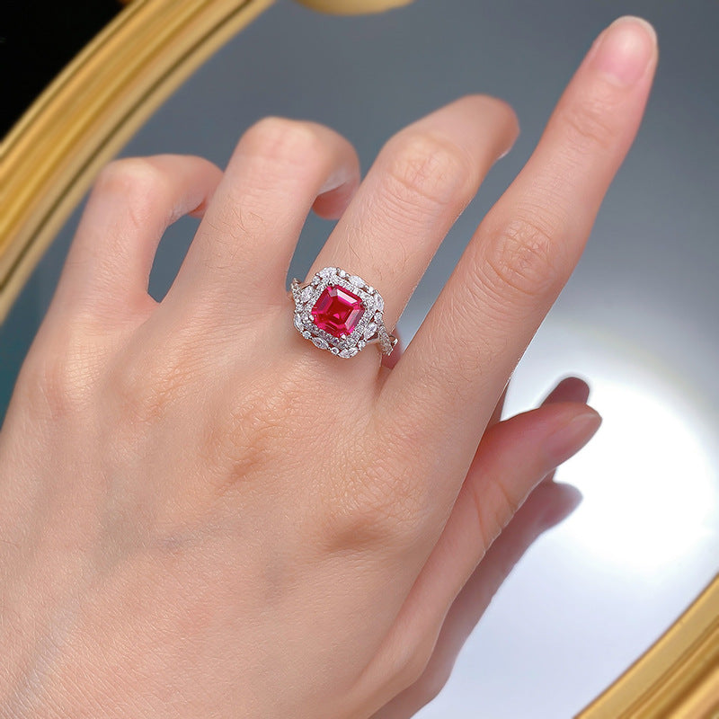 Pink Square Asscher Cut Moissanite Diamond 3ct 18k White Gold Plated Engagement Ring | Mix Mix Style-Mix MIx Style