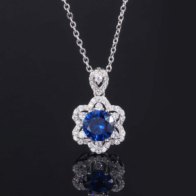 2023 New S925 Silver Jewelry Simulated Red Sapphire Round Niche Set Main Stone 8mm-6mm-Mix MIx Style