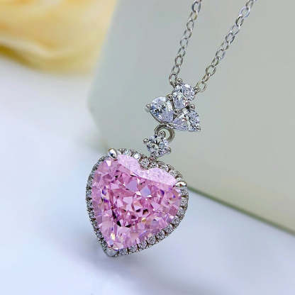 Moissanite Diamond Necklaces 4ct Heart-Shaped Pink Diamond Jewelry  Mix Mix Style [Hot Seller]-Mix MIx Style