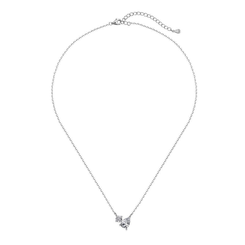 Linlang s925 sterling silver splicing necklace for women inlaid with water drops, pear-shaped zircon, Japanese and Korean light luxury, compact and exquisite clavicle chain-Mix MIx Style