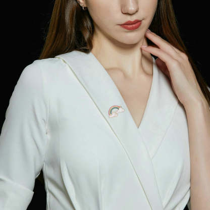 2024 new designer clothing color zircon natural mother-of-pearl inlaid brooch cloud rainbow small brooch-Mix MIx Style