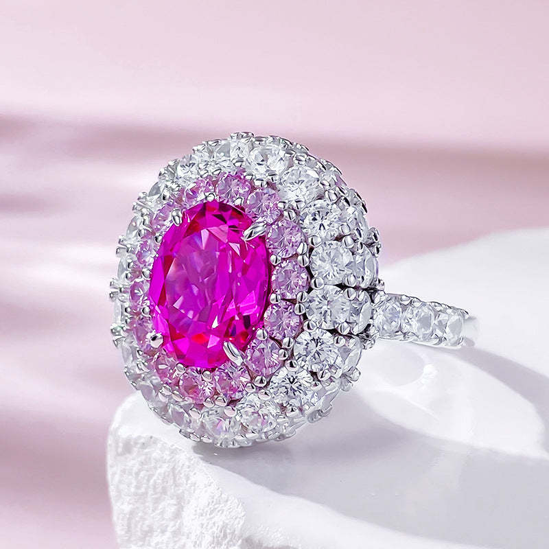 Pink Exquisite Oval Cut Moissanite Diamonds 3ct 18k White Gold Plated Engagement Ring | Mix Mix Style-Mix MIx Style