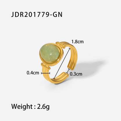 European and American retro stainless steel ring 18k gold plated ring inlaid with malachite jewelry wholesale-Mix MIx Style