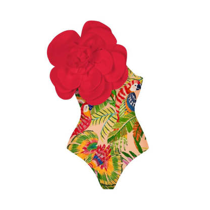 Statement Bodysuit & Swimsuit With Oversized Flower - Black | Mix Mix Style [Hot Seller]-Mix MIx Style
