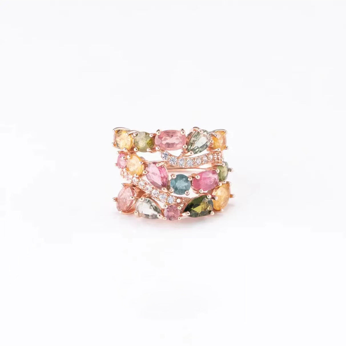 Multicolor Vintage Retro Pendant Oval Diamonds Luxury 18k Rose Gold Plated Bracelet Ring Jewelry Set | Mix Mix Style-Mix MIx Style