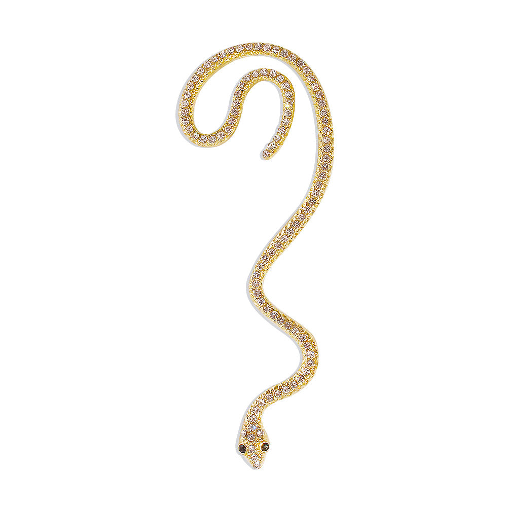 White Snake Trendy Moissanite Diamonds  18k Vermeil/White Gold Plated Ear Crawler Earrings | Mix Mix Style-Mix MIx Style