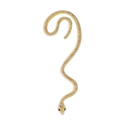White Snake Trendy Moissanite Diamonds  18k Vermeil/White Gold Plated Ear Crawler Earrings | Mix Mix Style-Mix MIx Style
