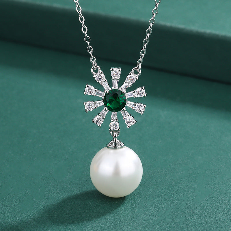 Vintage Purple Pendant Akoya Pearl Purple Diamond Luxury 18k White Gold Plated Necklace & Earring Jewelry Set | Mix Mix Style-Mix MIx Style