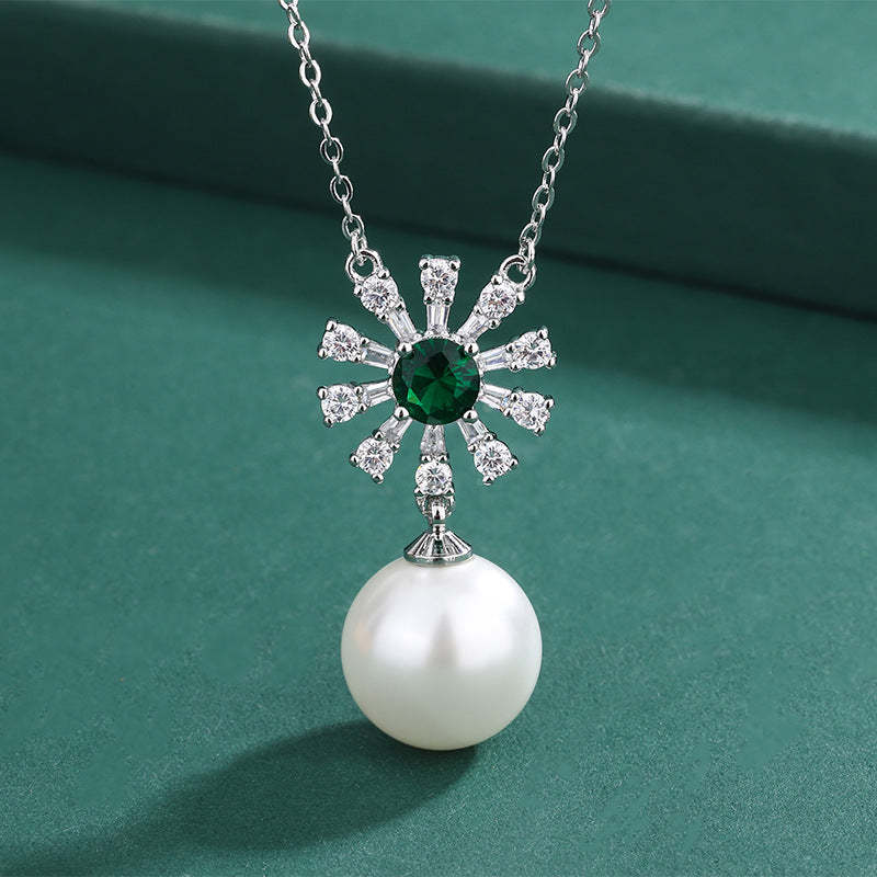 Vintage Purple Pendant Akoya Pearl Purple Diamond Luxury 18k White Gold Plated Necklace & Earring Jewelry Set | Mix Mix Style-Mix MIx Style