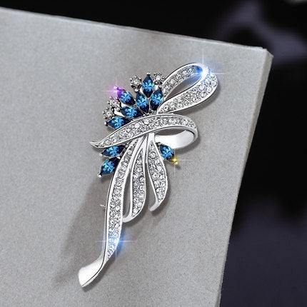 European and American retro palace diamond flower brooch Korean style ladies temperament creative cat's eye stone pin-Mix MIx Style