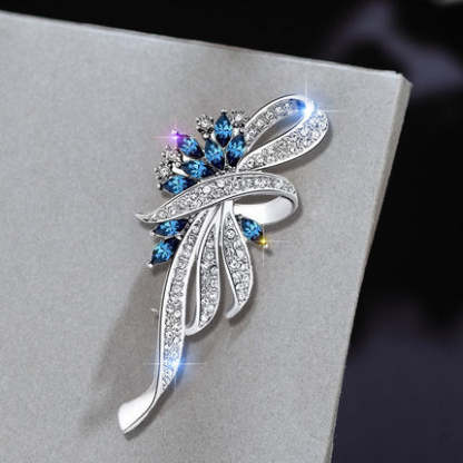 European and American retro palace diamond flower brooch Korean style ladies temperament creative cat's eye stone pin-Mix MIx Style