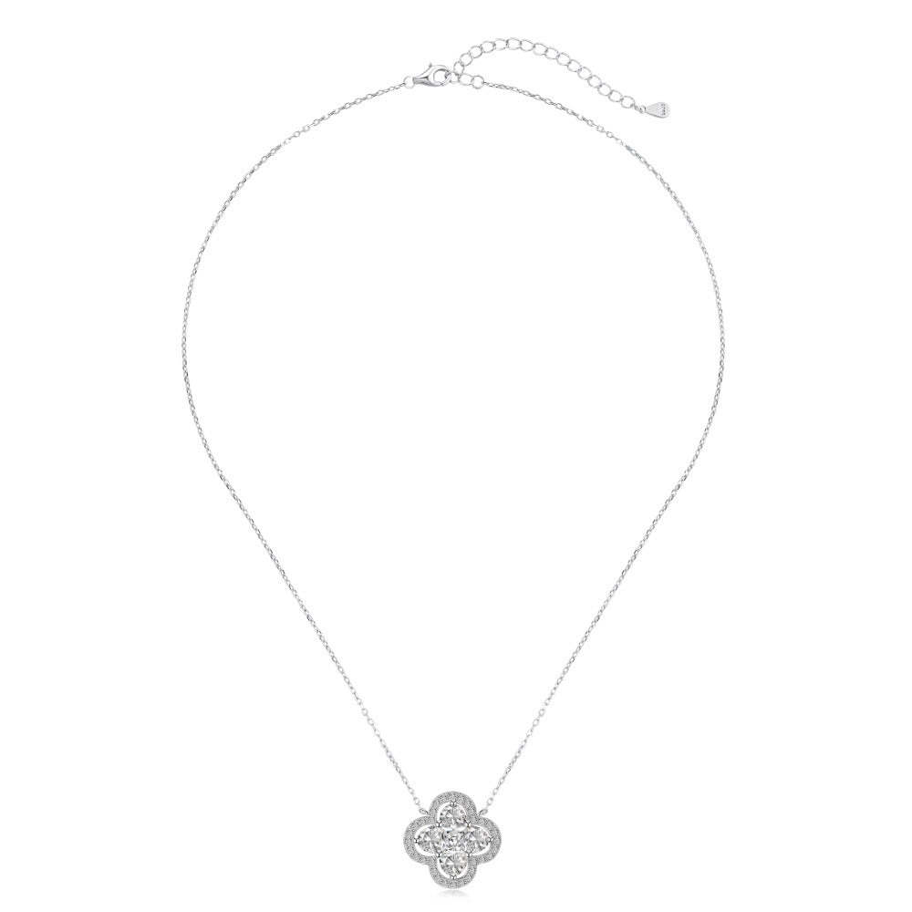 18k White Gold Plated Four-Leaf Clover Cecklace  Moissanite Jewelry-Mix MIx Style