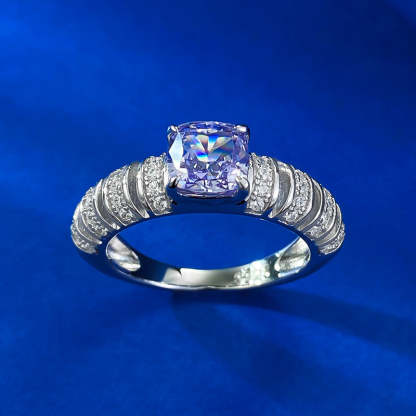 Mujing Jewelry's new purple high carbon diamond ring full body s925 inlaid 6*6 European and American style light luxury women's ring-Mix MIx Style