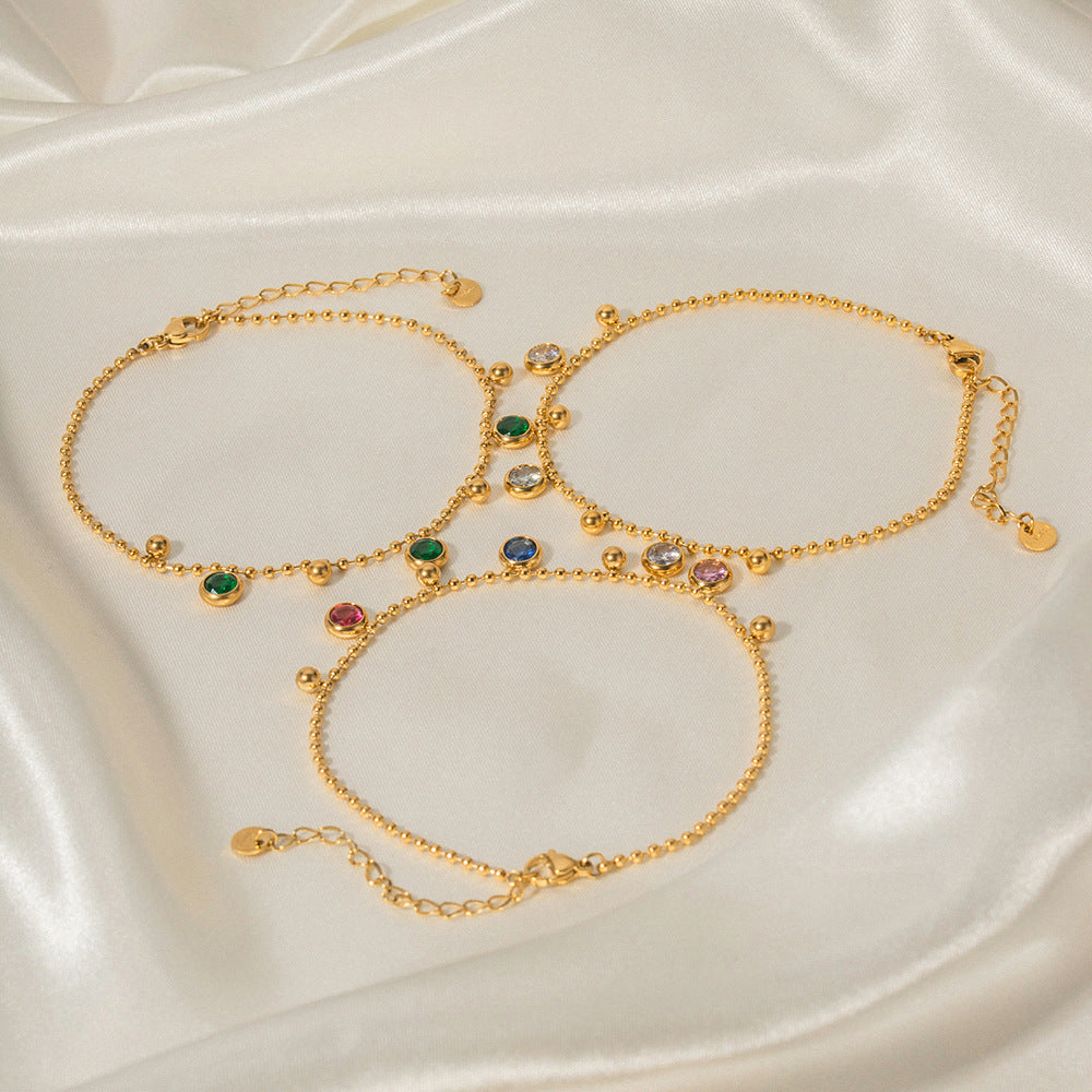 Retro Bracelet 18K Gold Plated Color Moissanite Tassel Anklet | Mix Mix Style-Mix MIx Style