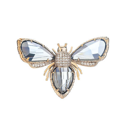 Zircon Austrian crystal women's high-end suit corsage simple silk scarf buckle coat accessories small bee pin brooch-Mix MIx Style