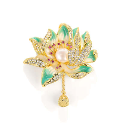 Xiliang Concubine High-end Retro Chinese Style Lotus Brooch Natural Freshwater Pearl Lotus Cheongsam Accessories Pin-Mix MIx Style