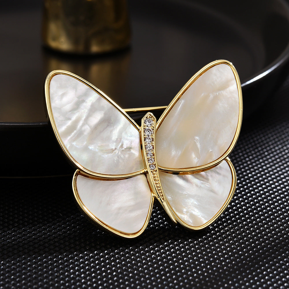 New luxury cocoon-born natural mother-of-pearl butterfly brooch fashionable and atmospheric princess same style brooch spot-Mix MIx Style