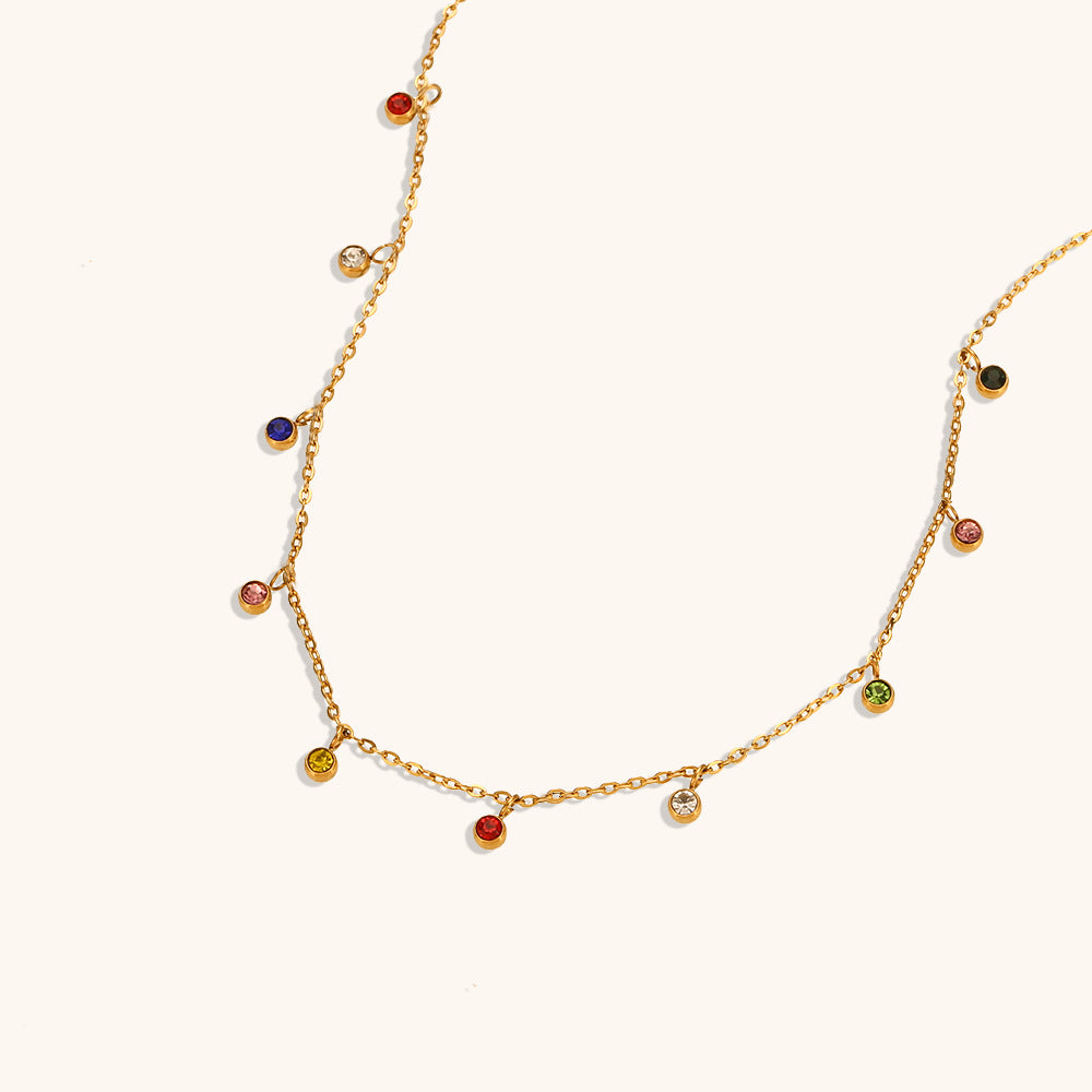 Multiple Pendants Vintage Dainty Classic Pendant Round Diamonds  18k Vermeil Gold Plated Necklace Jewelry | Mix Mix Style-Mix MIx Style