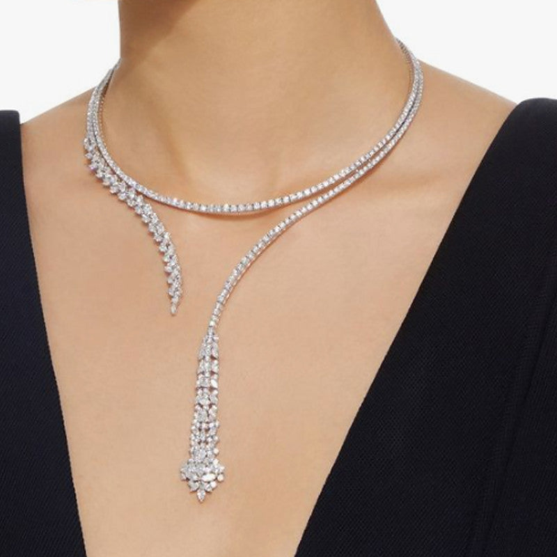 18K Gold Plated Moissanite Diamond   Choker  Necklace Jewelry | Mix Mix Style [Hot Seller]-Mix MIx Style