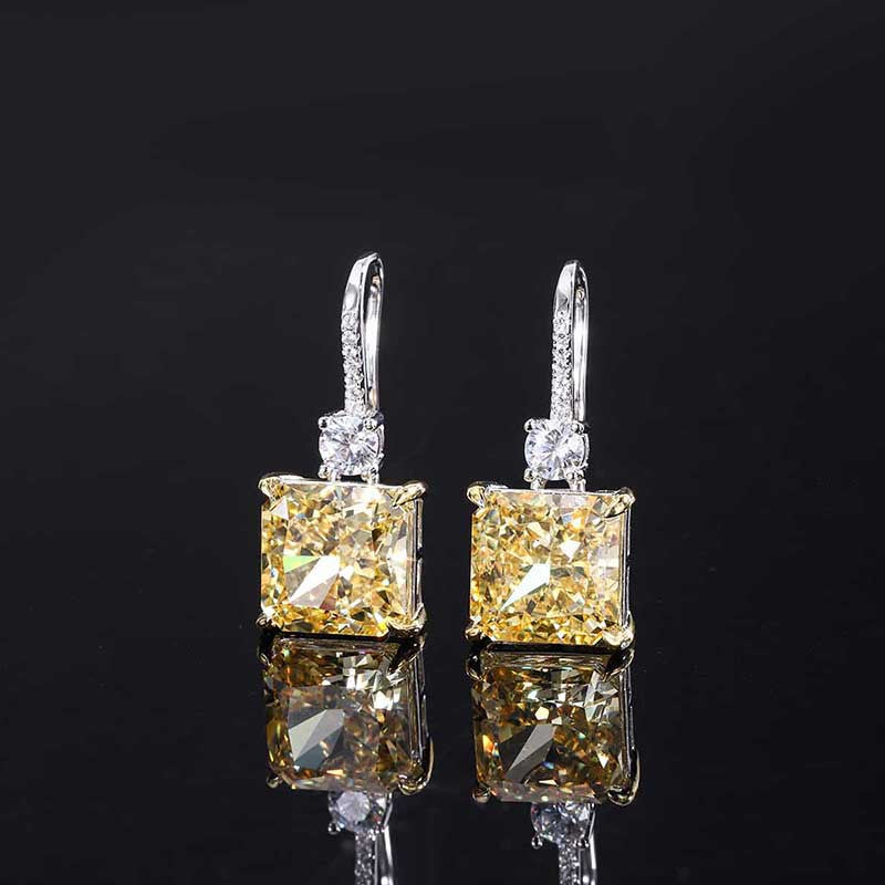 2023 retro style hot selling high carbon diamond radiant cut 10*10 yellow diamond hand inlaid set S925 silver-Mix MIx Style
