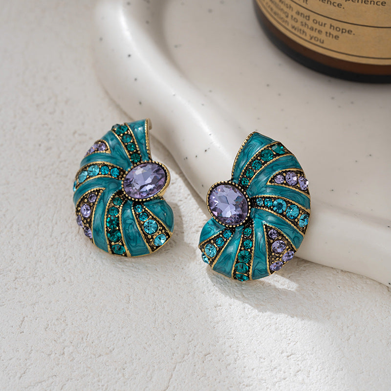 Vintage medieval earrings for women retro color oil drop palace style earrings new Chinese style French temperament earrings-Mix MIx Style