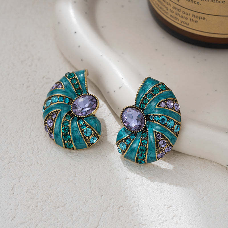 Vintage medieval earrings for women retro color oil drop palace style earrings new Chinese style French temperament earrings-Mix MIx Style