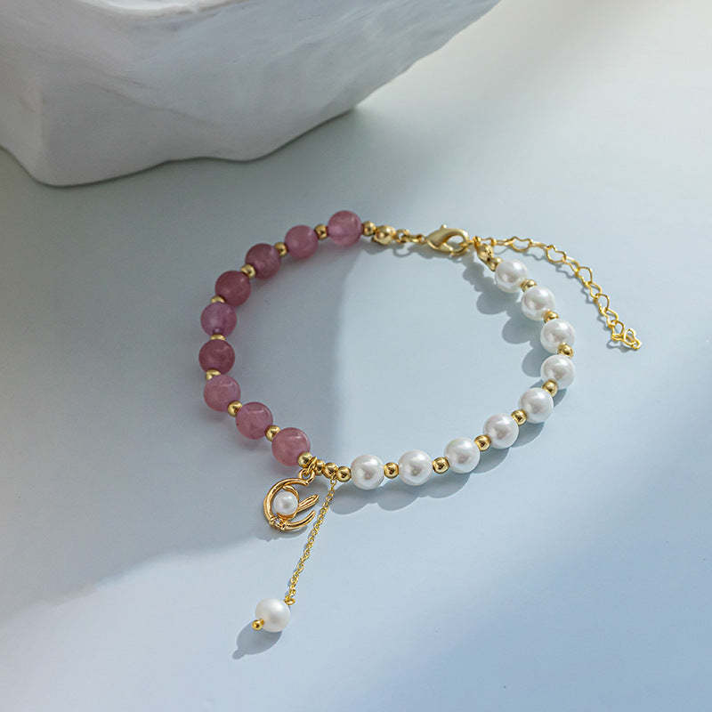 Bunnie Pink & White Akoya Pearls Elegant 18k Vermeil Gold Plated Brace