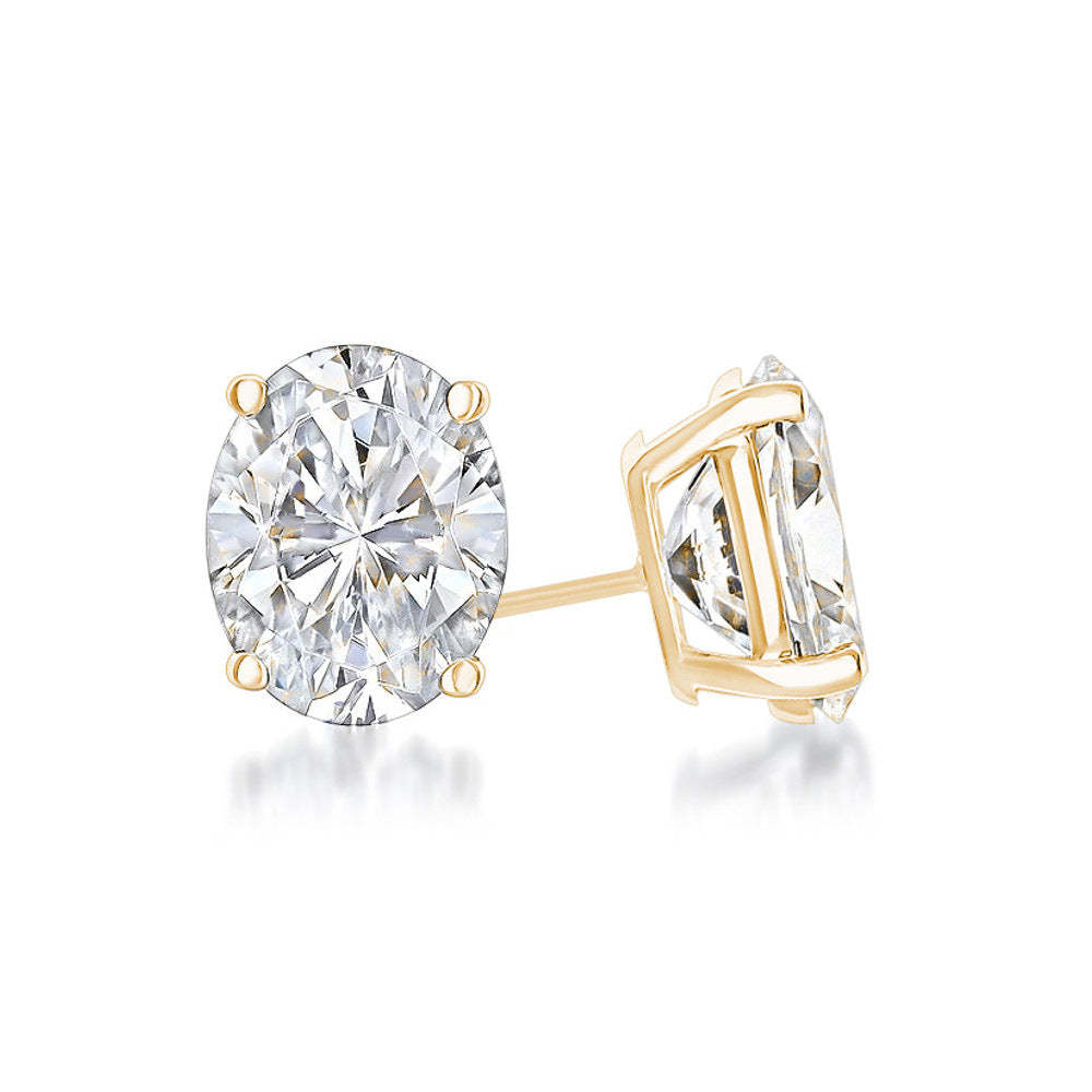 Elegant Classic Round Cut Diamond 3ct Solitarie Stud 18k White Gold Earrings | Mix Mix Style-Mix MIx Style
