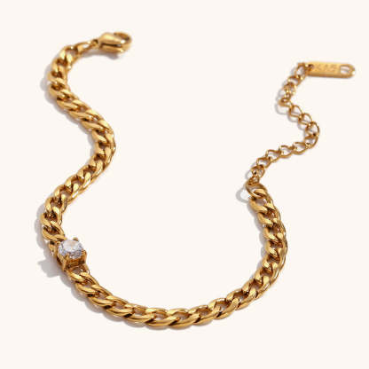 European and American cross-border hot selling water drop zircon chain bracelet stainless steel plated 18K gold fashion light luxury hand jewelry-Mix MIx Style