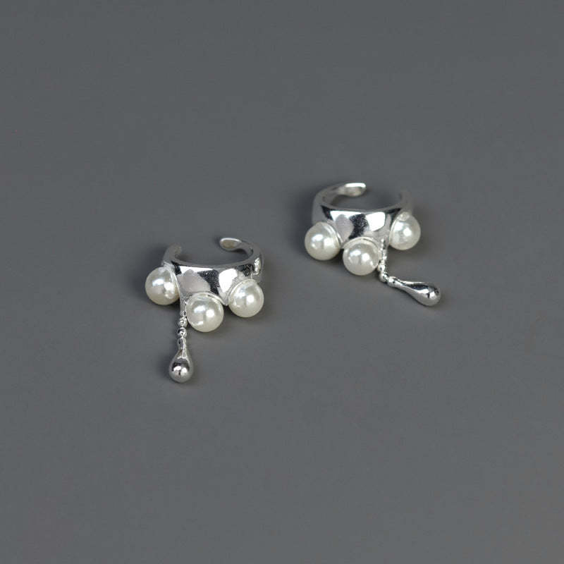 Looking for original design water-shaped S925 sterling silver smart water drop earrings with pearls ear bone clips for those without pierced ears-Mix MIx Style