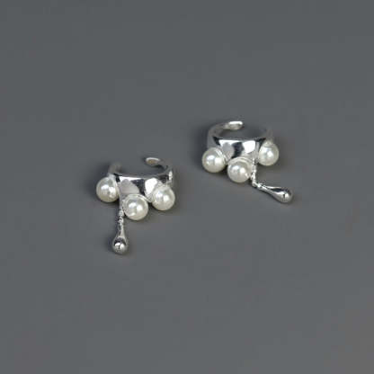 Looking for original design water-shaped S925 sterling silver smart water drop earrings with pearls ear bone clips for those without pierced ears-Mix MIx Style