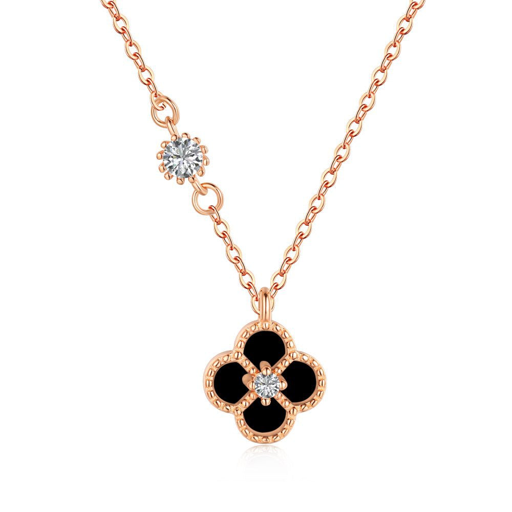 Stylish Lucky Clover Diamond 18k White Gold Plated Necklace | Mix Mix Style-Mix MIx Style
