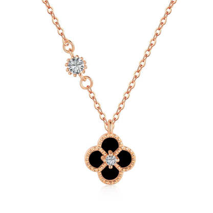 Stylish Lucky Clover Diamond 18k White Gold Plated Necklace | Mix Mix Style-Mix MIx Style