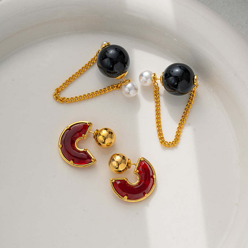 Retro high-end earrings for women 2023 new style fashion temperament light luxury earrings niche French retro earrings-Mix MIx Style