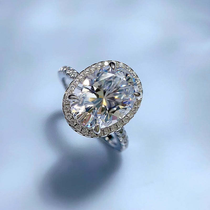Elegant Solitarie White Oval Cut Moissanite Diamond 5ct 18k White Gold Plated Engagement Ring | Mix Mix Style-Mix MIx Style