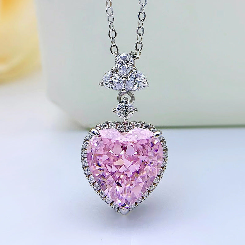 Moissanite Diamond Necklaces 4ct Heart-Shaped Pink Diamond Jewelry  Mix Mix Style [Hot Seller]-Mix MIx Style