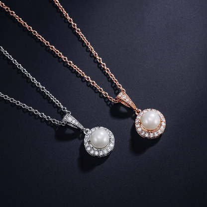 Akoya Pearl and Diamonds 18k Gold Plated Necklace Earrings Set Mix Mix Style [Hot Seller]-Mix MIx Style