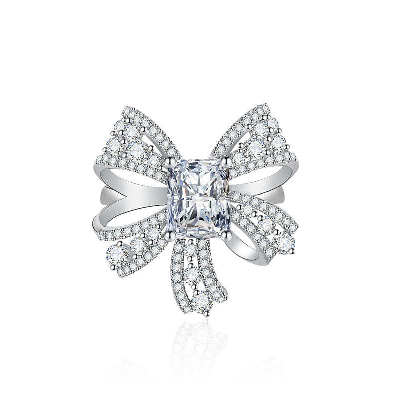 White Bow Timeless Yellow Radiant Cut Moissanite Diamond Elegant 18k W