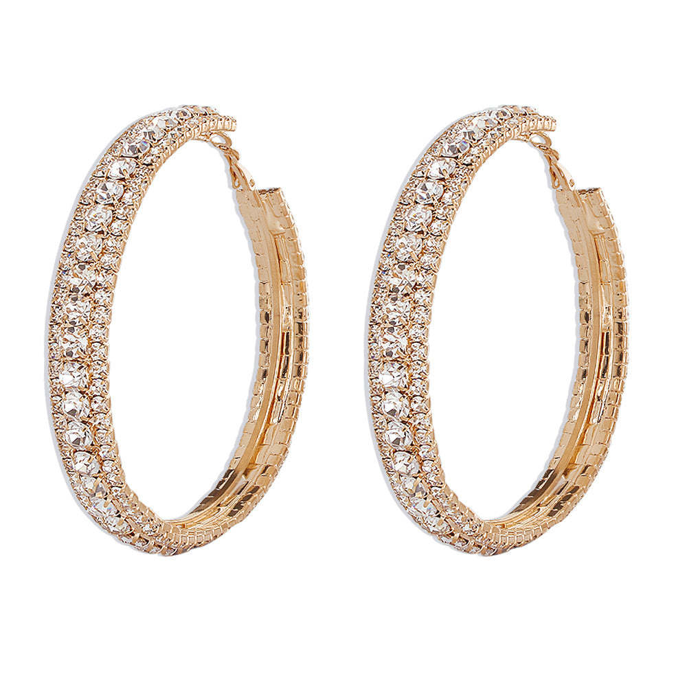 Dazzling White Moissanite Diamonds Luxury 18k Vermeil/White Gold Plated Big Hoop Earrings | Mix Mix Style-Mix MIx Style