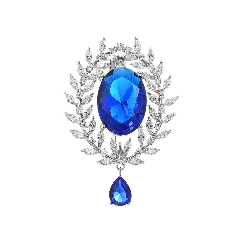 New high-end French retro Austrian crystal brooch luxury olive leaf brooch light luxury accessories manufacturer wholesale-Mix MIx Style