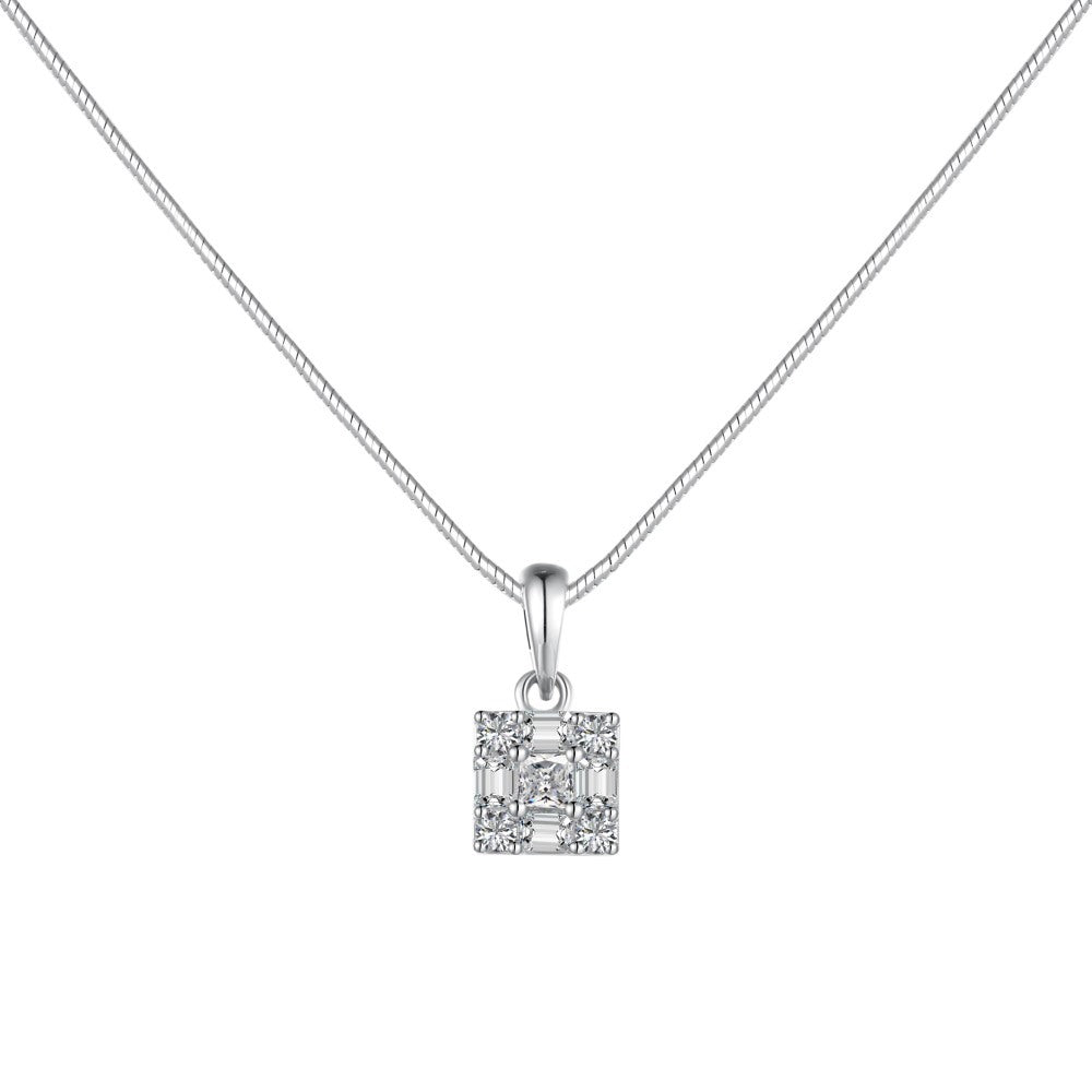 Linlang jewelry new S925 sterling silver necklace women's high-end snake bone chain inlaid with colored zircon pendant clavicle chain-Mix MIx Style