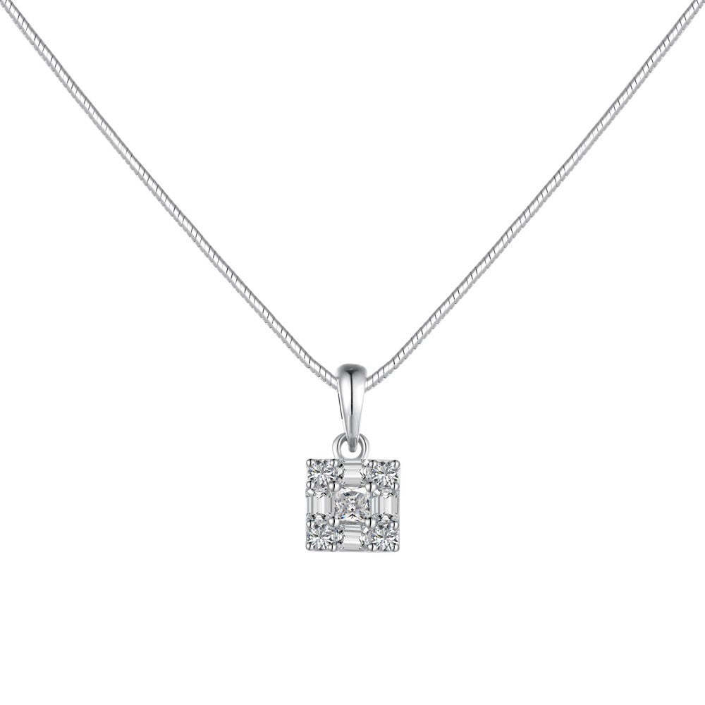 Linlang jewelry new S925 sterling silver necklace women's high-end snake bone chain inlaid with colored zircon pendant clavicle chain-Mix MIx Style