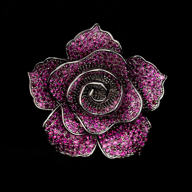 Xiliang Concubine Xiaohongshu recommends high-end heavy industry three-dimensional small fragrance style retro camellia brooch copper zircon-Mix MIx Style