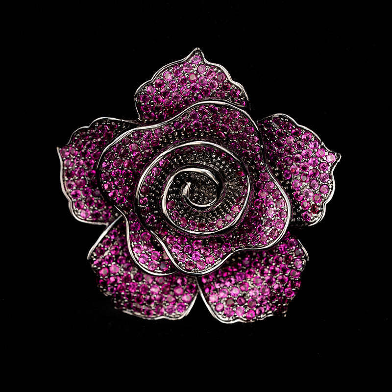 Xiliang Concubine Xiaohongshu recommends high-end heavy industry three-dimensional small fragrance style retro camellia brooch copper zircon-Mix MIx Style