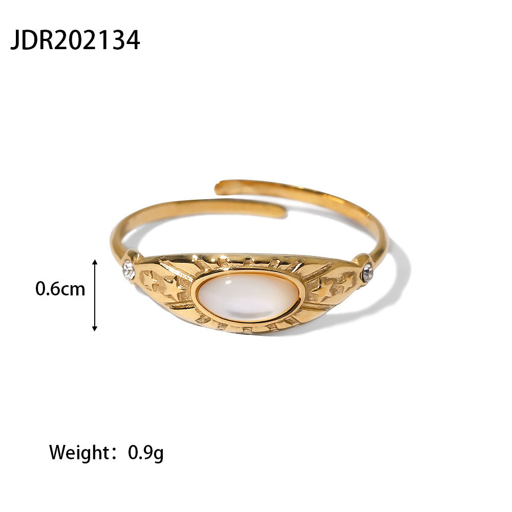 European and American retro stainless steel ring 18k gold plated ring inlaid with malachite jewelry wholesale-Mix MIx Style