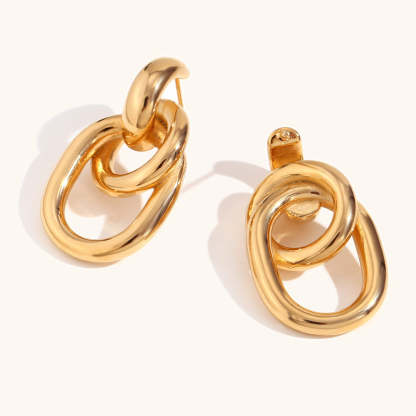 Thick Chain Geometric Trendy Elegant 18k Vermeil Gold Plated Vintage Retro Drop Earrings | Mix Mix Style-Mix MIx Style